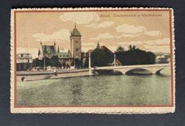 AK Zürich Landesmuseum und Walchebrücke