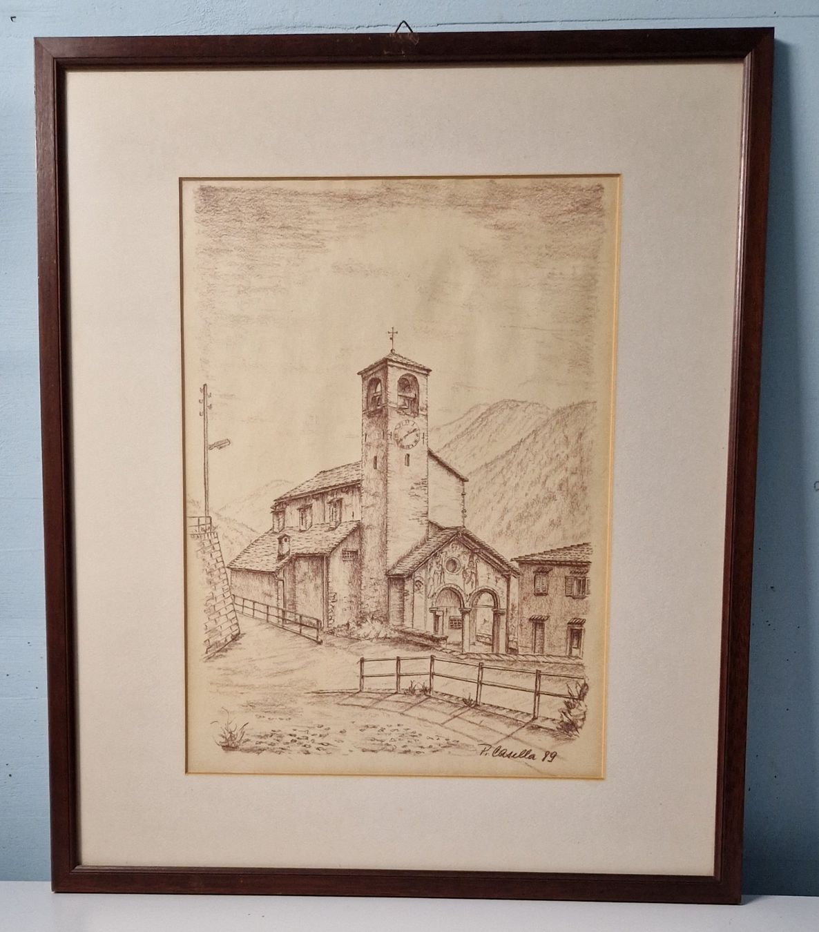 Gemälde: Kapelle aus dem Tessin oder Misox von 1989 – Gebraucht aus Rekingen von Rolimue