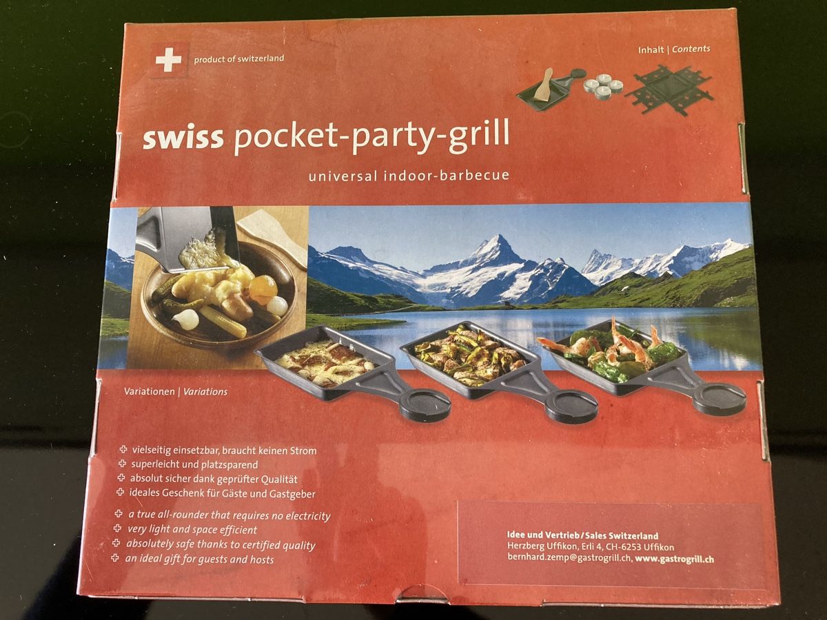 Elettrodomestici da cucina: Pocket-Party-Grill Swiss Raclette – Nuovo e nell'imballaggio originale da Frenkendorf venduto da silasho 1