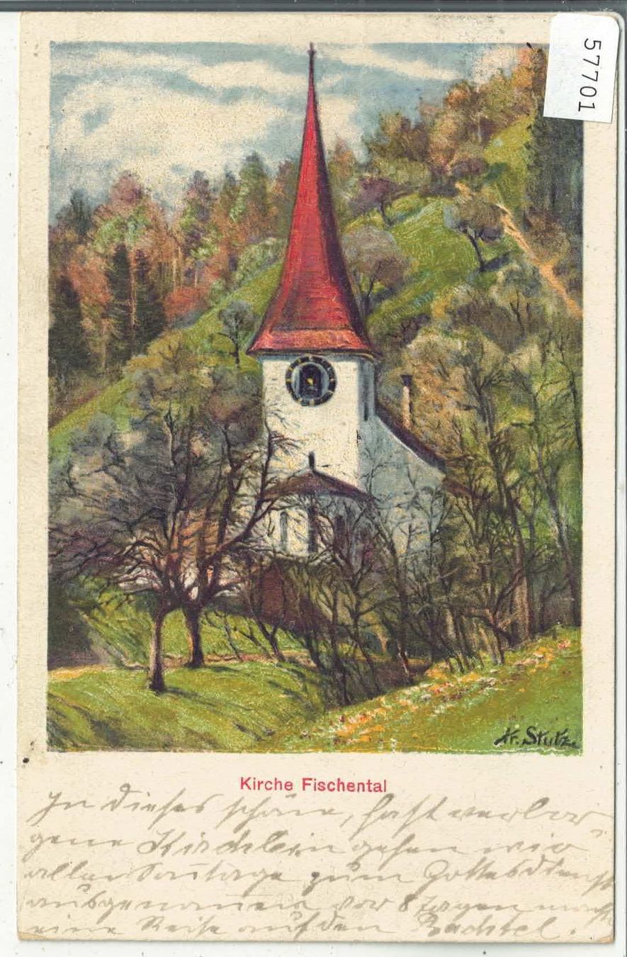 Cartoline postali: Kirche Fischenthal - Litho – Usato da Ettingen venduto da Kartenplanet