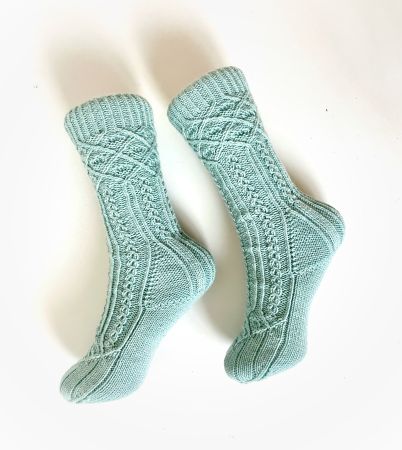 Handgestrickte Socken mit aussergewöhnlichem Muster Gr. 37