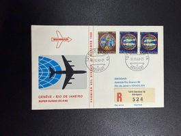 Swissair Erstflugbrief Genf - Rio De Janeiro 1968