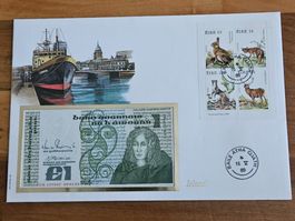 Notenbrief Bankfrische 1-Pfund-Banknote aus Irland
