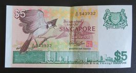 Banknote Singapur 5 Dollars 1976