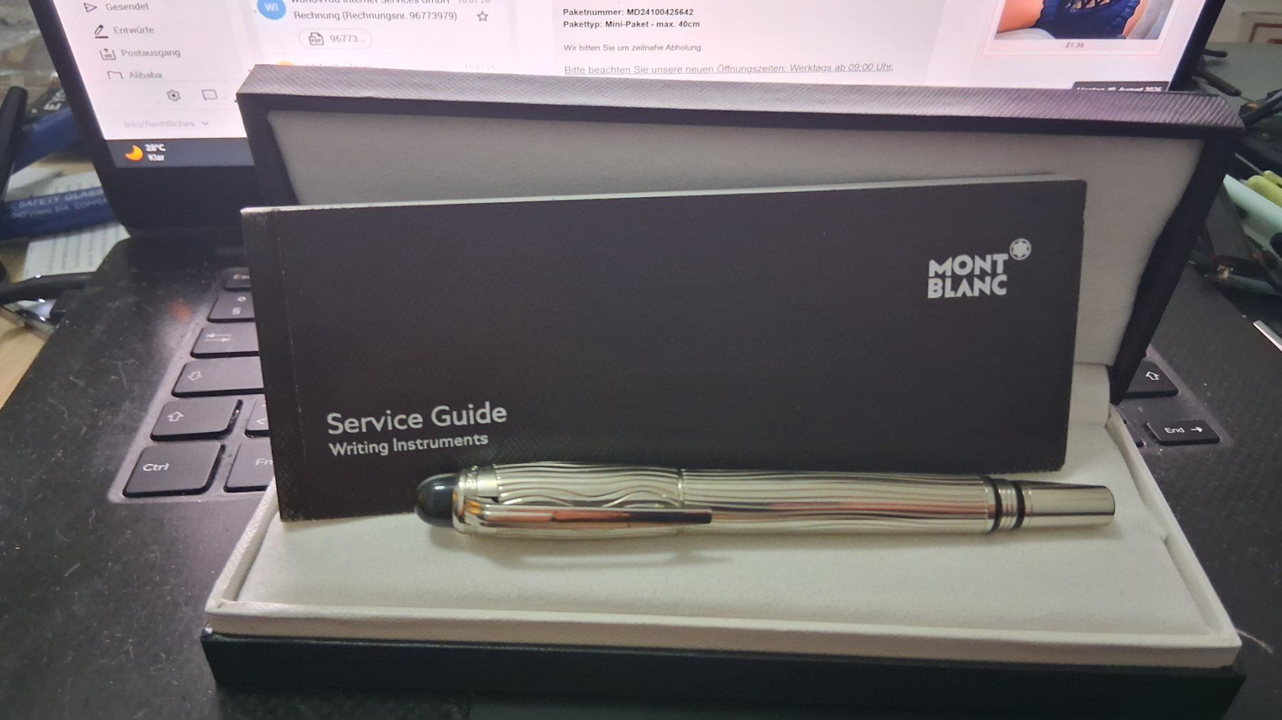 Montblanc Autres écriture & dessin: Mont Blanc Tinten Roller Silber – Neuf (Voir description) à Basel par Flightmax