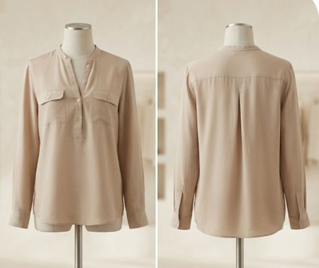 Chemisier beige soie 100%, taille L/XL