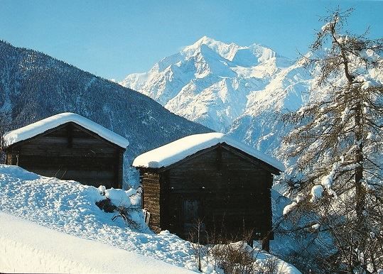 Cartoline postali: VISPERTERMINEN Stadel mit Weisshorn – Usato da Jona venduto da philajona