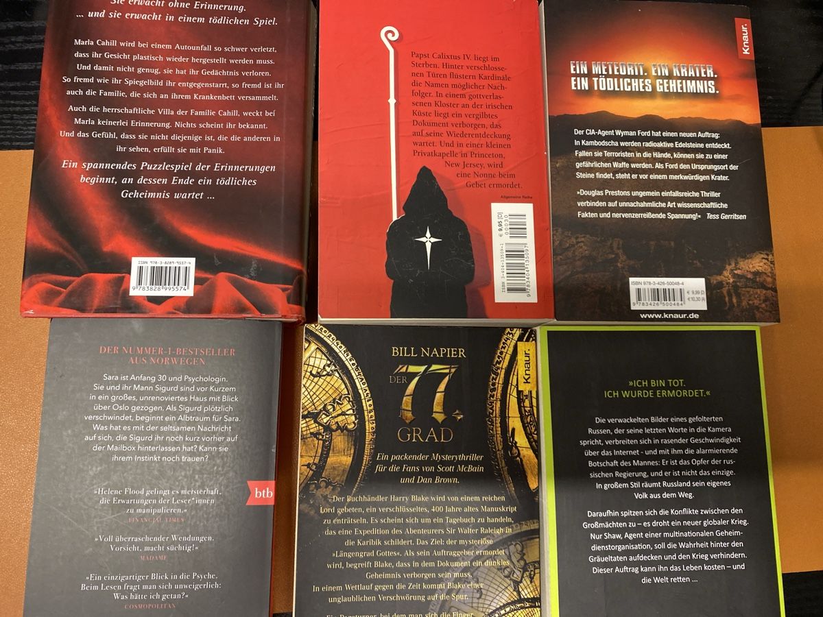 Libri: 6 Thriller Romane - guter Zustand – Usato da Erlinsbach SO venduto da Silverstorm 1
