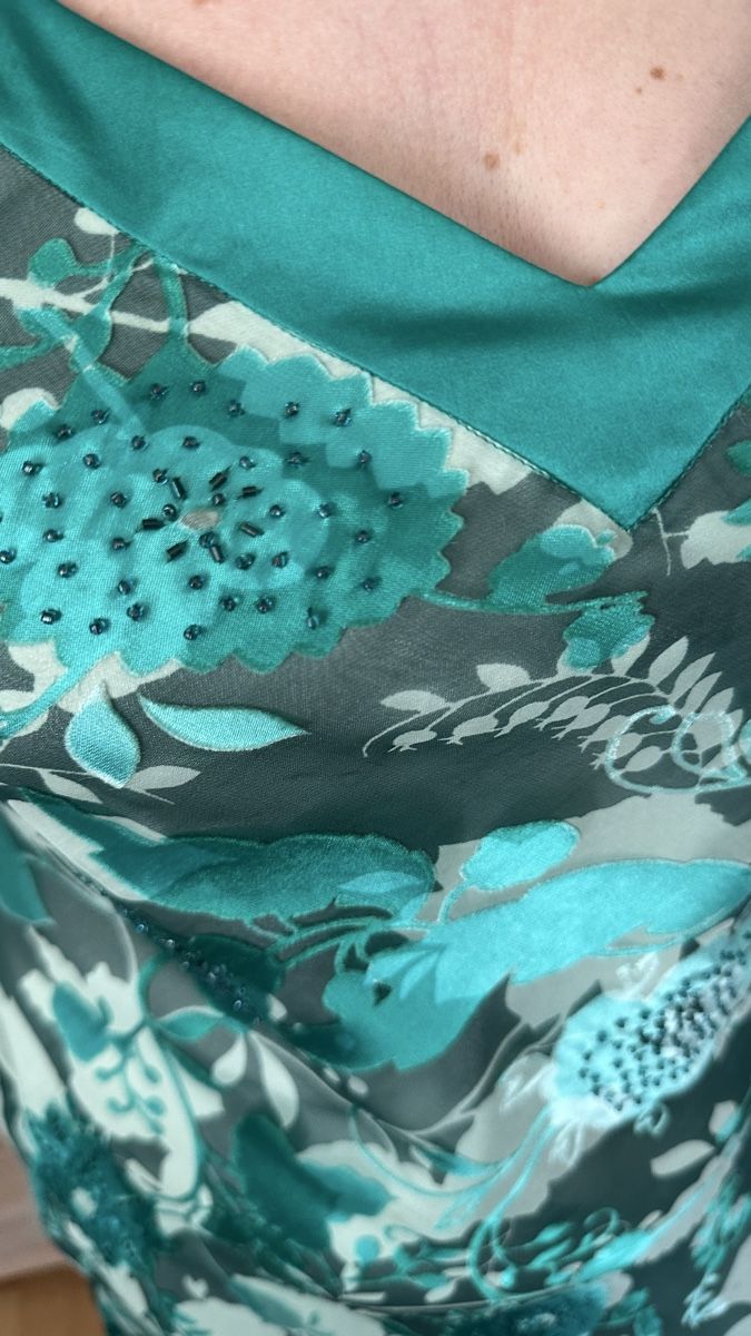 Vestiti: Robe longue, fleurs turquoise taille 100%soie, taille M – Usato da Vuippens venduto da ale_6gkb 3