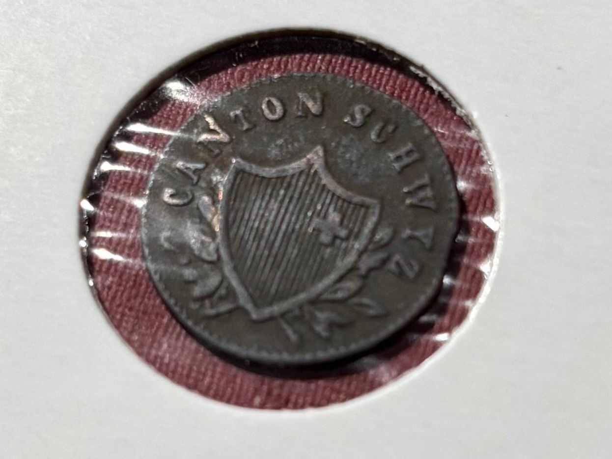 Tutti le monete: Kanton Schwyz 2 Rappen 1844 – Usato da Speicher venduto da CH-Schatzkammer