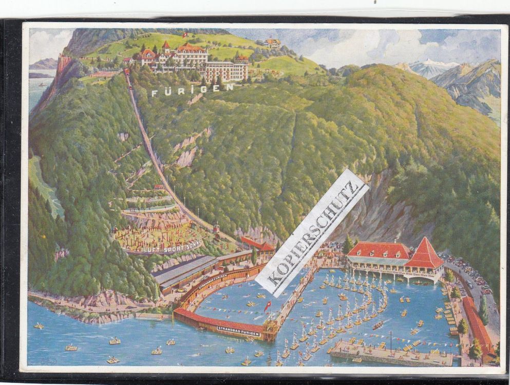 FÜRIGEN. HOTEL, BADI HARISSEN, KÜNSTLER AK. TOTAL NOSTALGIE Kaufen