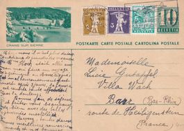 GS Postkarte von GENEVE nach Frankreich. mit Buntfrankatur.
