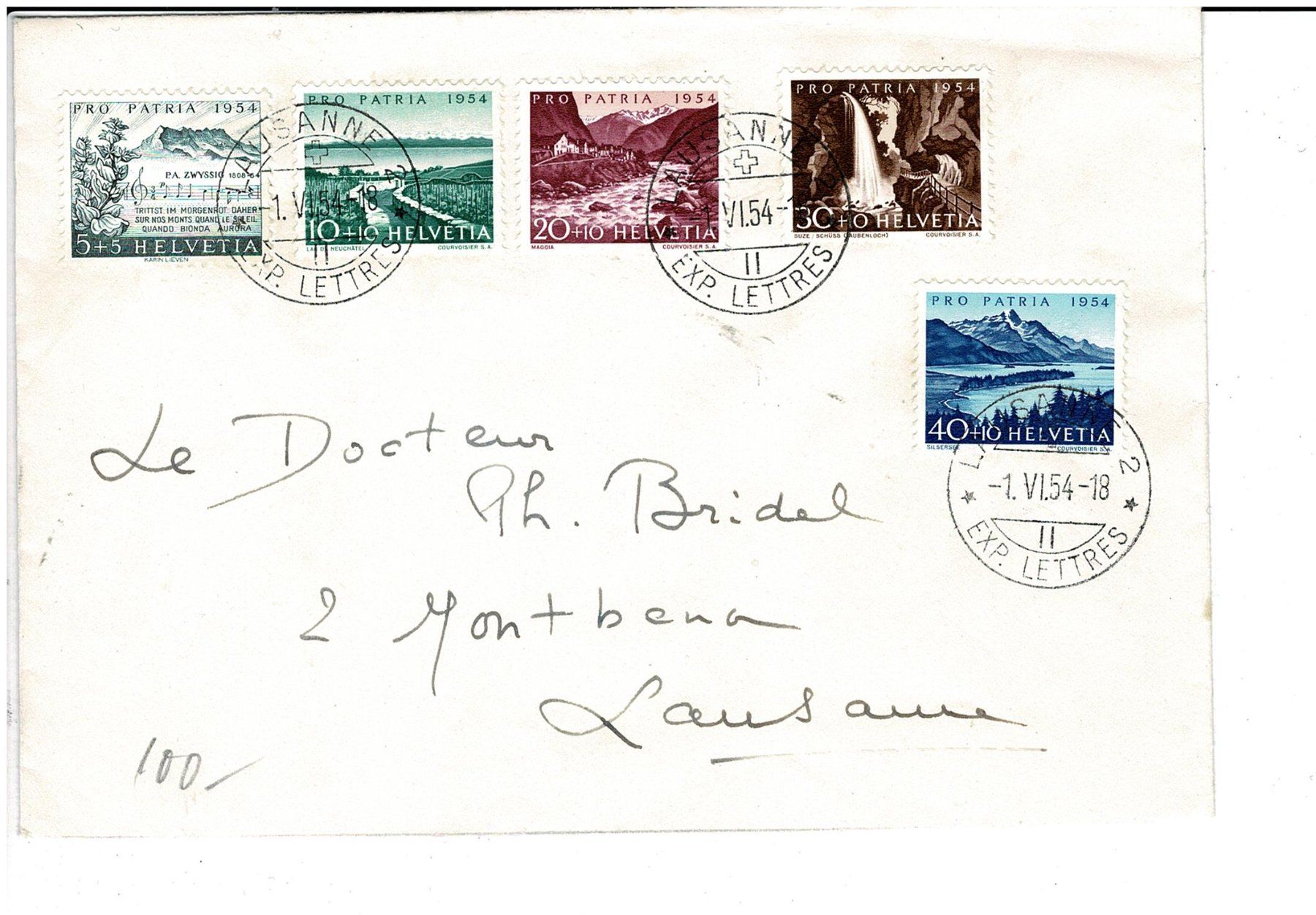 Alle Briefmarken: PP 1954 FDC fr. – Gebraucht aus Lausanne von Whorvath