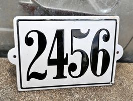 antik Emailschild Hausnummer 2456 emaille 20 x 3cm gewölbt