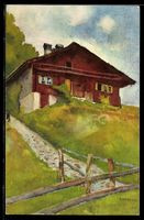 Künstler-AK Schweiz, Chalet auf Hügel