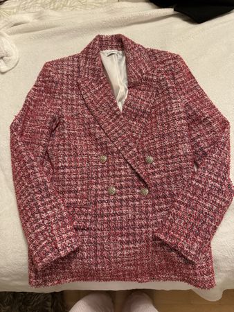 Calliope Tweed-Blazer, Rot/Weiss,