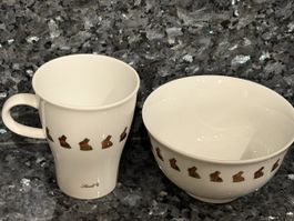Lindt Goldhase Tasse und Müslischale Osterhase Ostern