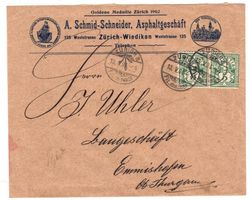 1904 Brief, A. Schmid-Schneider Asphaltgeschäft Zürich