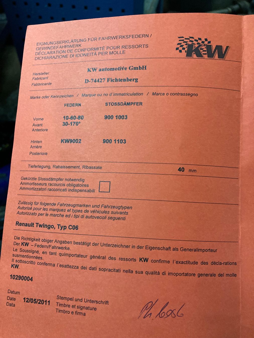 Renault Alle Autoersatzteile: Renault Twingo KW Gewindefahrwerk – Gebraucht aus Erstfeld von Peach78 8