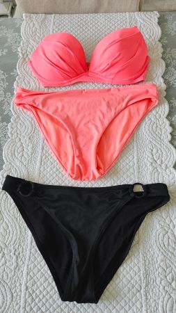 Bikini mit 2 Hosen Pink und Schwarz Gr. 40