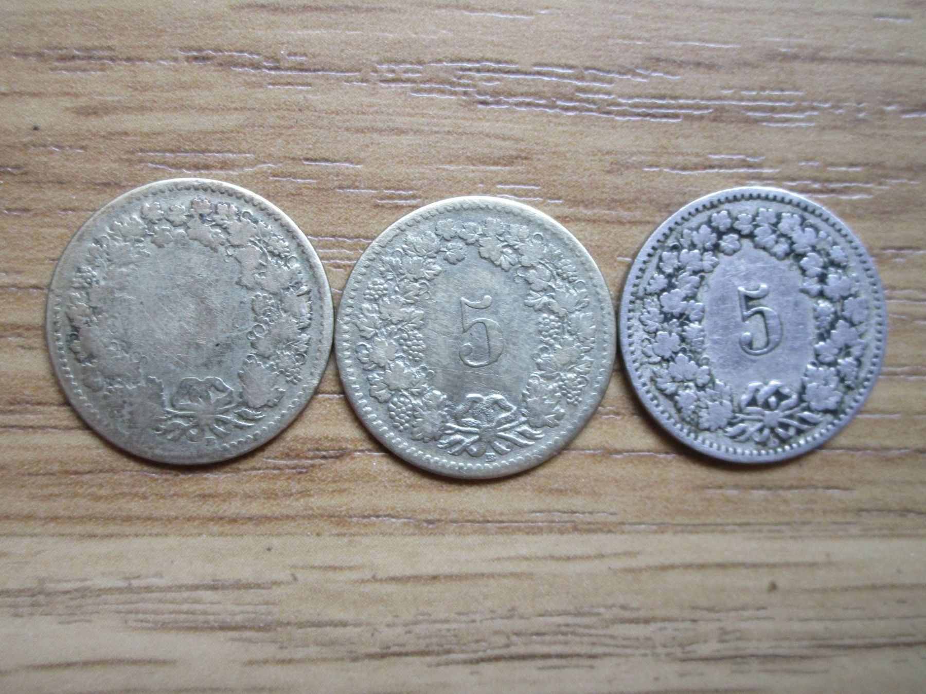 Tutti le monete: 3 x 5 Rappen  1850/1850/1897 – Usato da Heimberg venduto da Lupo57 1