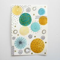 Aquarell Bild Original - Abstrakt Zentangle - 15 x 21cm