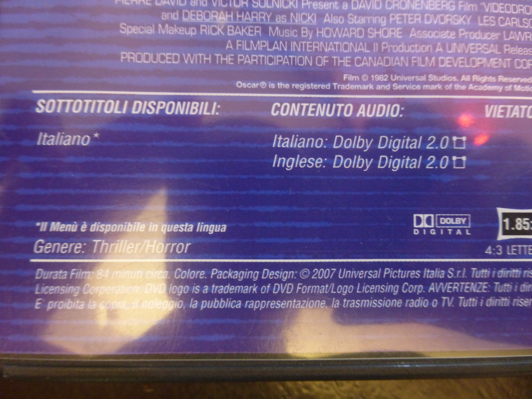 Tutti i DVDs: Videodrome David Cronenberg Horror Sci-Fi DVD – Usato da Zumikon venduto da psisound 2