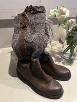 Braune Winterstiefel mit Strickstulpen, Gr. 37, Top! 47