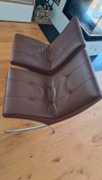 2 tolle Freischwinger-Ledersessel (braun, Metallgestell)