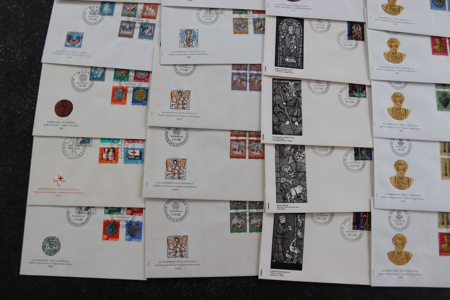 Tutti i francobolli: 41 verschiedene FDC Pro Patria 1962 bis 1981 – Usato da Rheinfelden venduto da Fitscherella 8