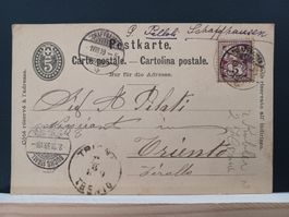 Postkarte Schaffhausen nach Trient, 1889