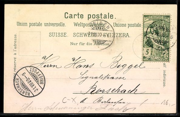 Cartoline postali: Lithographie Heiden, Panorama mit Gemeindehaus – Usato da Berlin venduto da bartko-reher 1