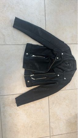 Damen Lederjacke schwarz Reissverschluss gebraucht