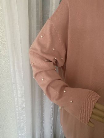 RARITÄT - stilvolle/edle Long Strickjacke mit Perlen, L