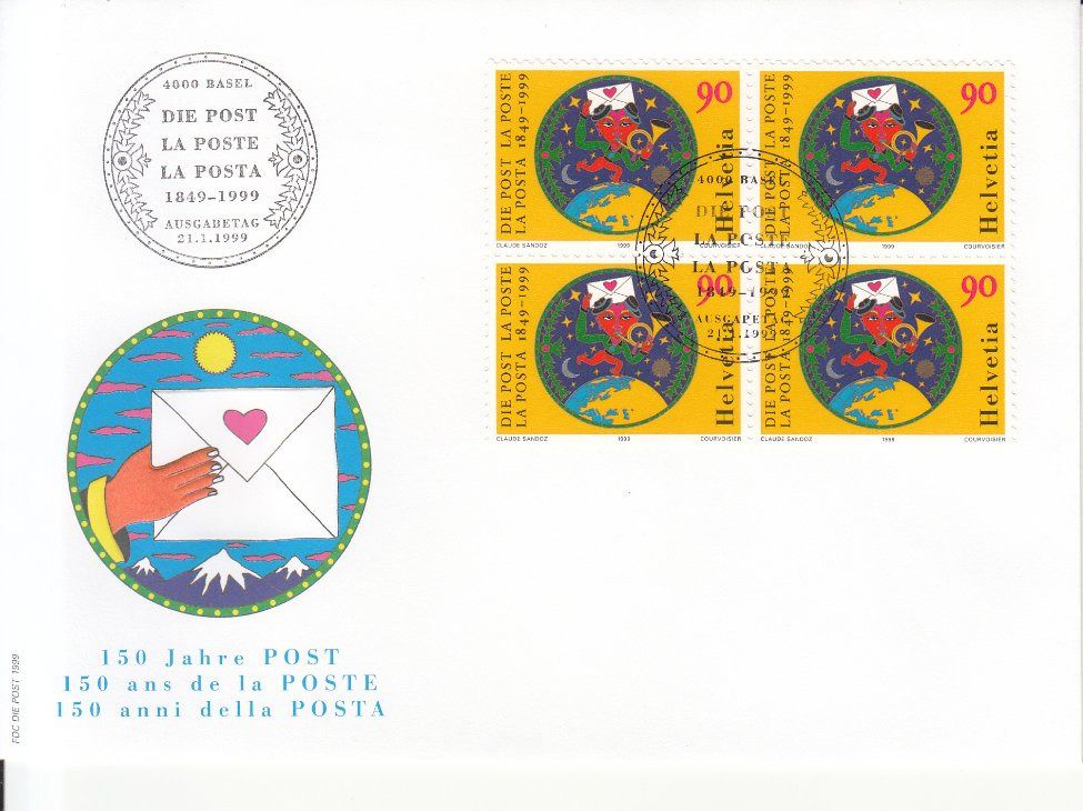 Tutti i francobolli: SBK 963 im 4er-Block FDC – Usato da Bürglen TG venduto da StampGraf