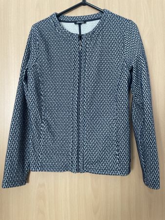 Olsen Strickjacke dunkelblau weiss mit Reissverschluss Gr 38