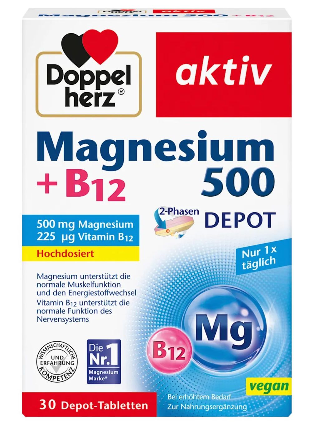 Cibi & Specialità: 150 Tabletten Magnesium 500 + B12 2-Phasen Depot – Nuovo e nell'imballaggio originale da Zürich venduto da PW99 1