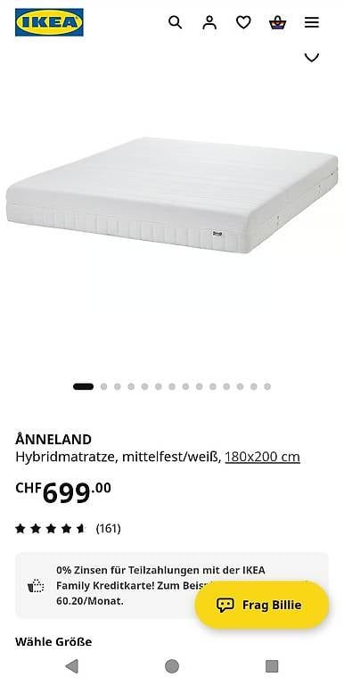 Matelas: Ikea Anneland Matratze 180x200 – D'occasion à Hofstetten ZH par Gischis 1