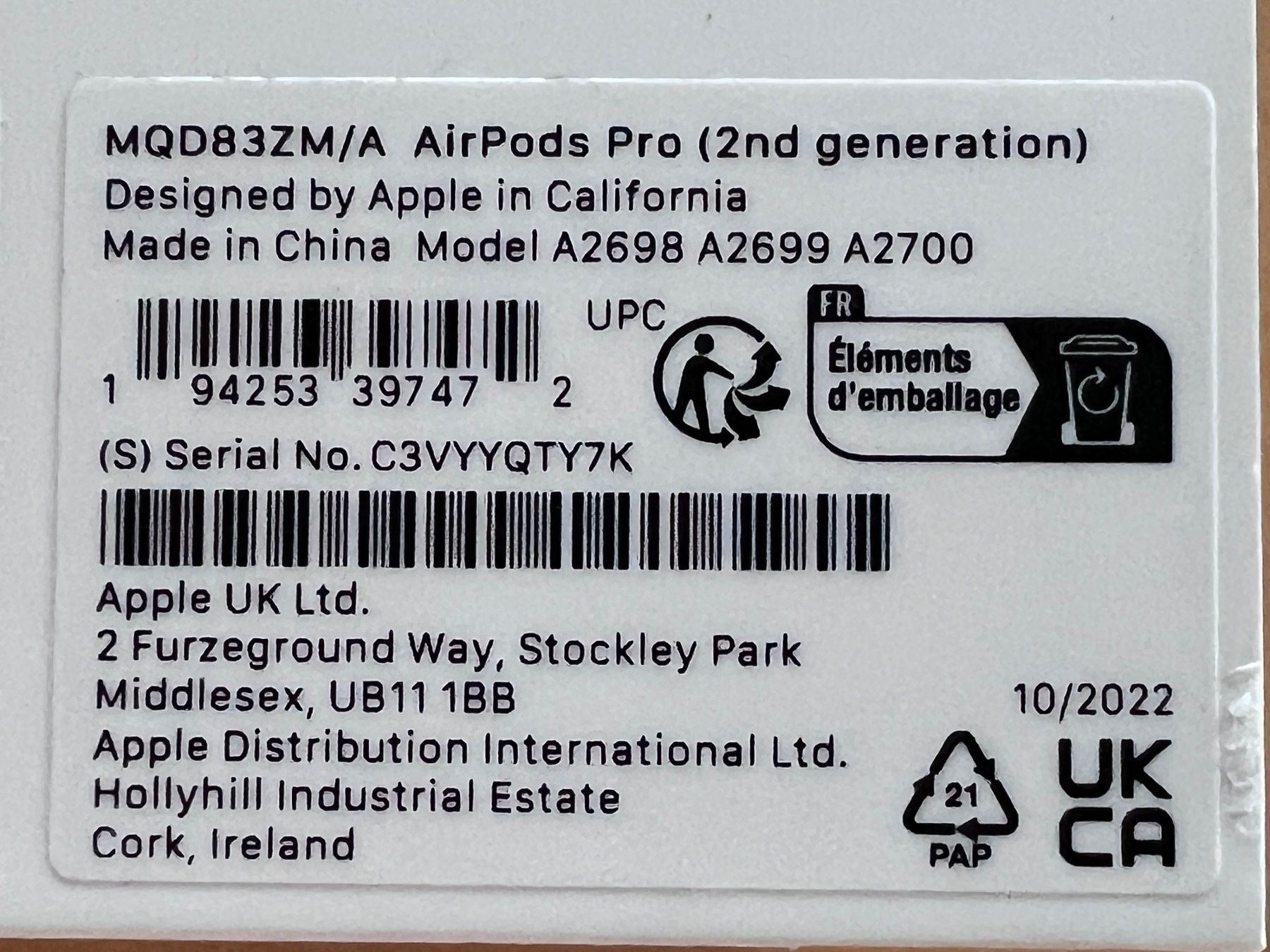 Apple Cuffie: Airpods 2, linker Hörer – Difettoso da Winterthur venduto da d_ominik 3