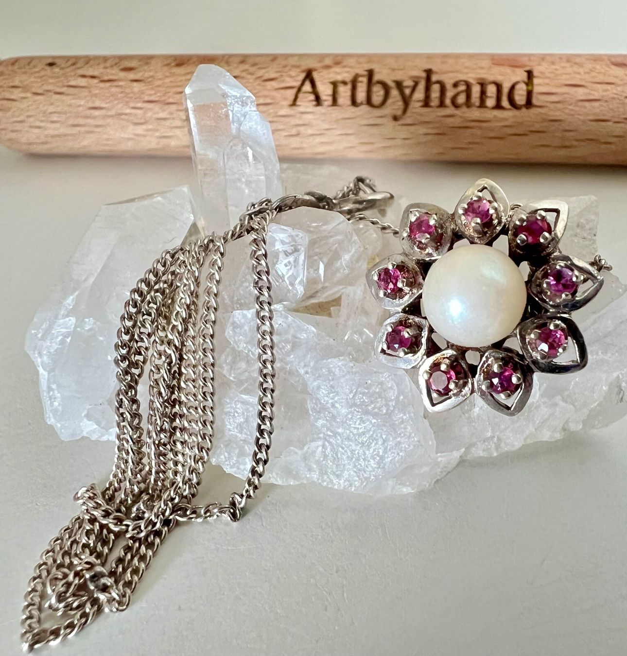 Catenine: Kordes & Lichtenfels Ensemble Silber 800 Rubinblüte & Perle – Usato da Ruswil venduto da artbyhand 1
