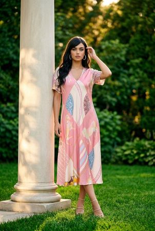 Fliessendes Sommerkleid im Seiden-Look