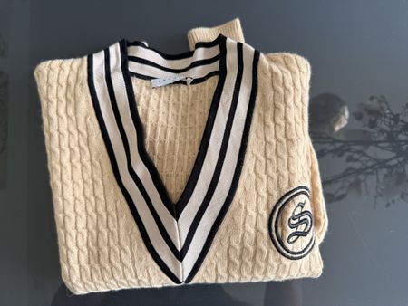 Sandro Paris Woll-Kaschmir Pullover College-Stil Beige Gr. S