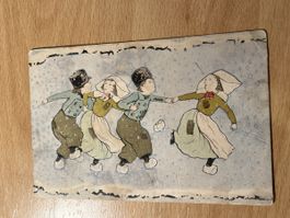 Alte Ansichtskarte, USA, 1917, Kinder im Winter, Top!