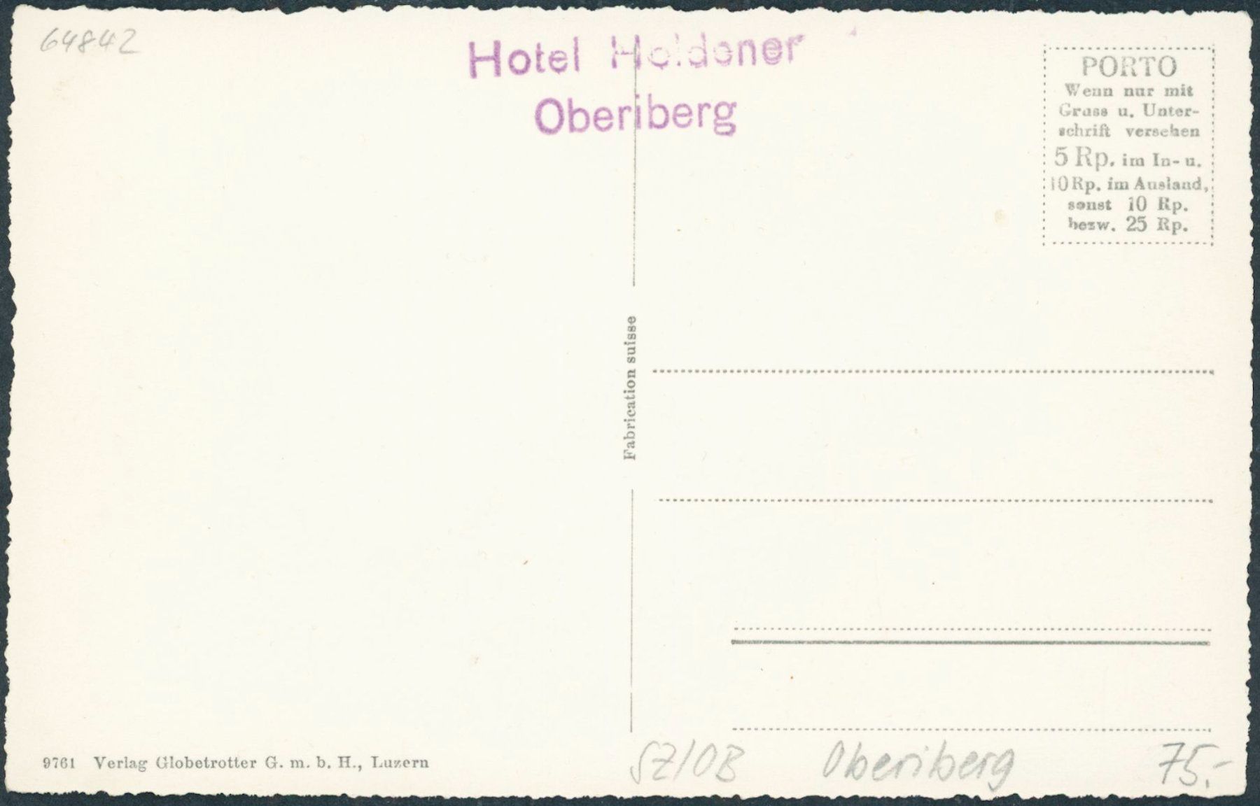 Ansichtskarten: SZ Oberiberg – Neu (gemäss Beschreibung) aus Schindellegi von dormay 1