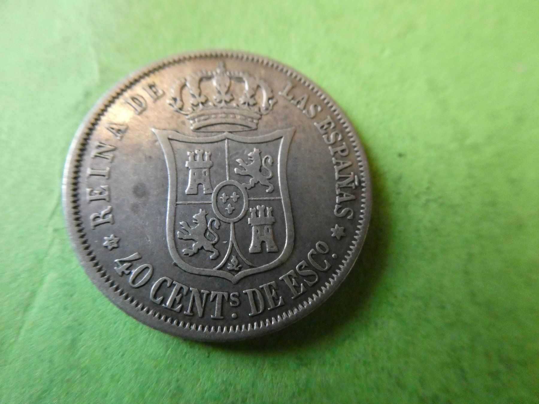 Tutti le monete: Spanien 1868, 40 Centavos   Silber – Usato da Hinterforst venduto da Rohusri 1