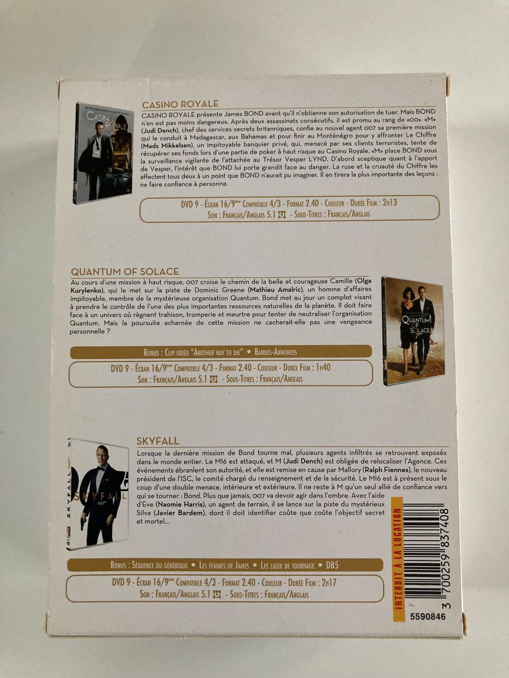 Tutti i DVDs: James Bond : La Trilogie Daniel Craig, DVD – Usato da Bassecourt venduto da CALUMET-X 1