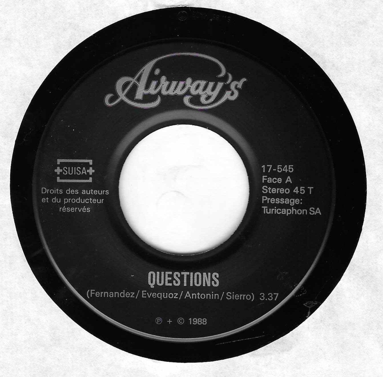 Dischi in vinile: AIRWAY'S  -  QUESTIONS  +  NON RETOUR – Usato da Bex venduto da Giorgiob 2