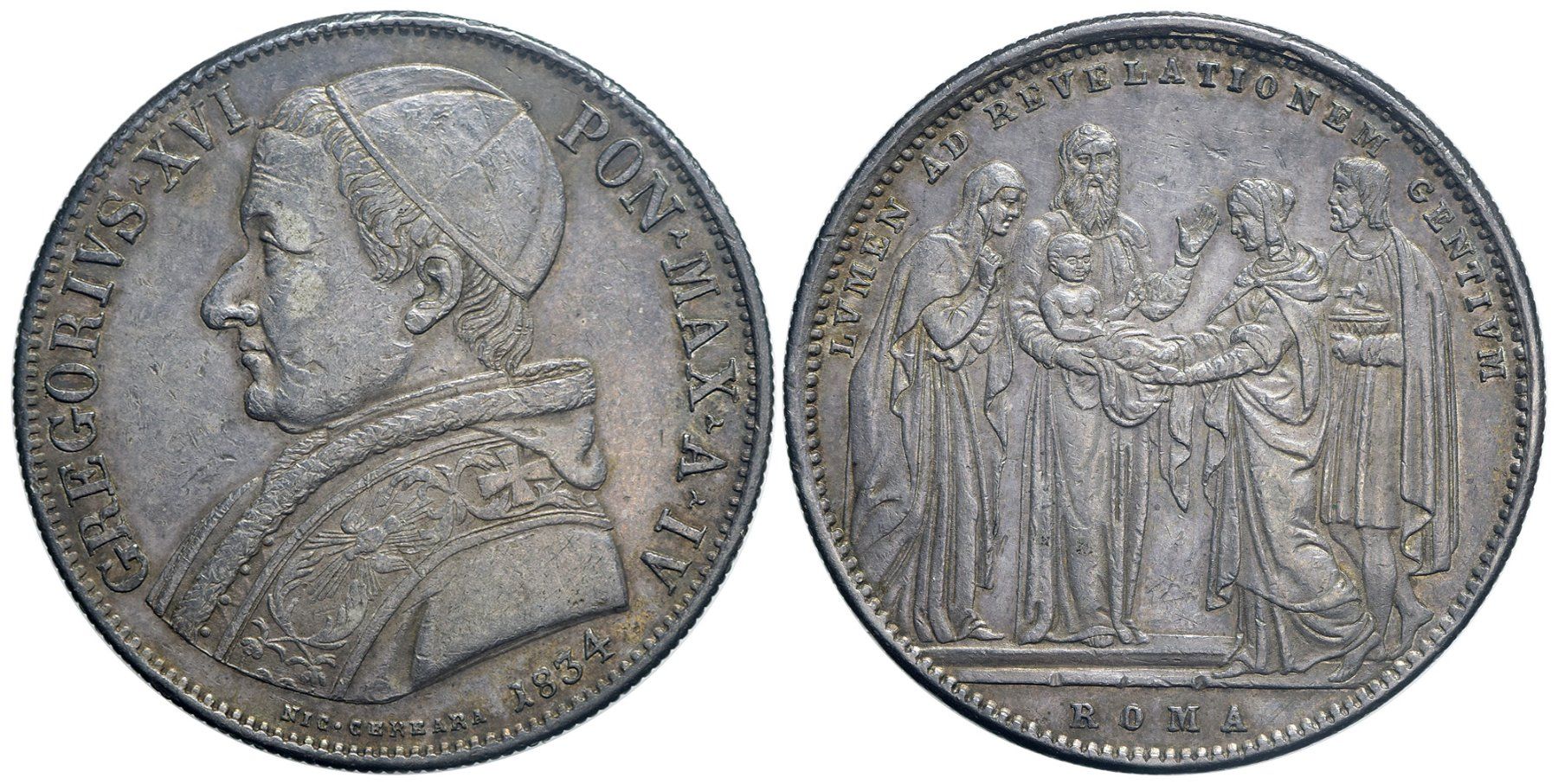 Toutes les monnaies: Italien, Rom, Scudo 1834 A. IV – D'occasion à Chiasso par Novamarketing