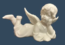 Engel Porzellan weiss liegend - keine Abplatzer 15 cm Länge