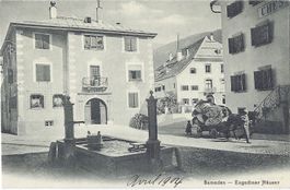 Samaden  --  Engadiner  Häuser  -  Zügeln m. Pferd u. Wagen?